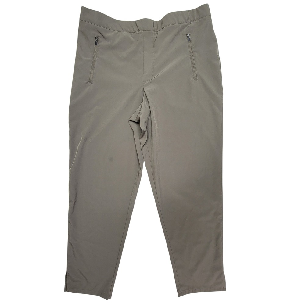 Garnet Hill Womens Large Olive Green Recycled Polyester Stretch Ankle Pants L